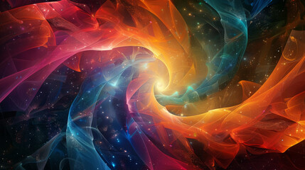 Wall Mural - A colorful spiral of space with stars and a rainbow of colors