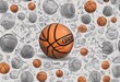 © wafi - basketball drawing hand doodles doodle background vignetting illustration sport symbol game concept abstract graphic score success cup white design love equipment net na art