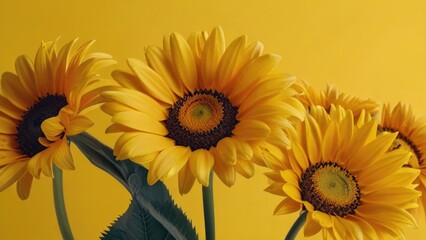 Yellow flowers isolated yellow background