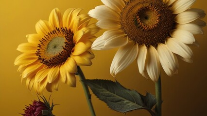 Yellow flowers isolated yellow background