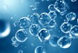 © wafi - cosmetic skin product atoms care facial transparent water moisturizing blue bubbles hyaluronic acid rejuvenation molecules molecular medicals atom bubble technology pink macro