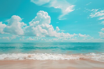 Wall Mural - Beautiful blue ocean with few clouds in sky