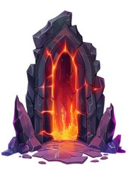 Sticker - Large rock archway with fire burning inside