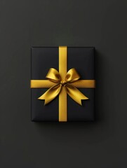 Wall Mural - black box with gold bow on top of it