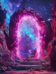 Wall Mural - purple archway with glowing light inside