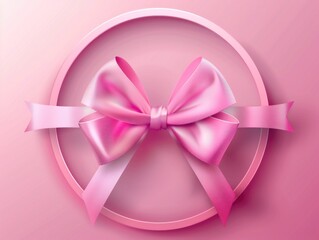 Wall Mural - pink bow is drawn on pink background