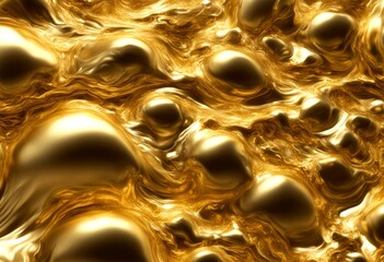 Wall Mural - background gold seamless texture liquid flowing 3d golden abstract three-dimensional pattern render 