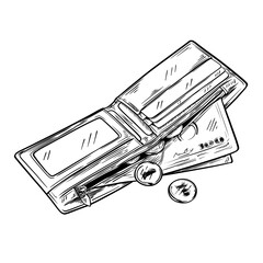 wallet line art drawing illustration