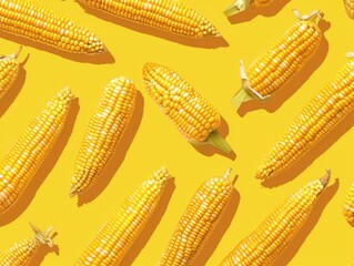 Wall Mural - Yellow background with bunch of corn on it