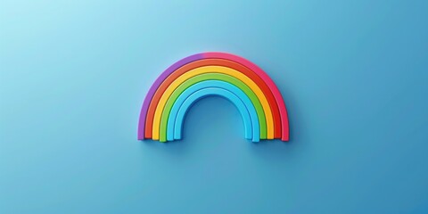 Canvas Print - Rainbow is shown on blue background