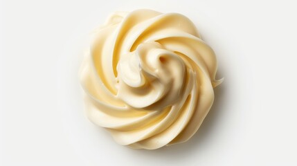 Canvas Print - Close-up of a delicious-looking whipped cream swirl on a white background