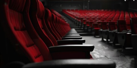 Poster - Row of red chairs in theater