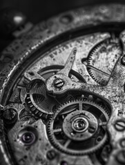 Canvas Print - Close up of clock with black and white filter