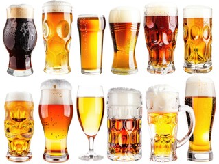 Poster - Collection of beer glasses with different shapes and sizes