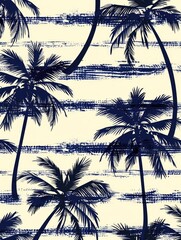 Poster - Painting of palm trees with blue and white background