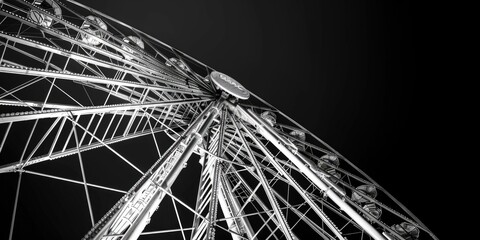 Canvas Print - Close up of Ferris wheel with black and white filter