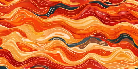 Wall Mural - Colorful, abstract painting of wave with red and orange background