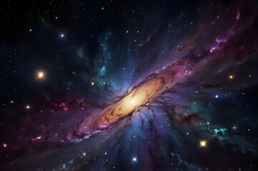 Wall Mural - a bright galaxy in dark background