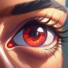 Wall Mural - ai generative of close up of the retina of a humann's eye beautiful male red eyes and pupil visible with contactin