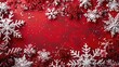 © EUT - A red background with white snowflakes and a red snowflake in the middle. The snowflakes are made of sugar and are arranged in a way that they look like they are falling from the sky