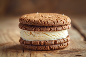 A cookie with ice cream on top