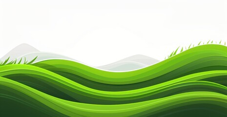 Wall Mural - banner background with green wavy line on white background white space in the middle for text or logo Generative AI