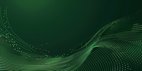 Poster - abstract green background with gradient dots and curved lines modern minimalistic style generative a