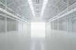 © kitipol - Empty modern white warehouse with a spacious interior and clean white background