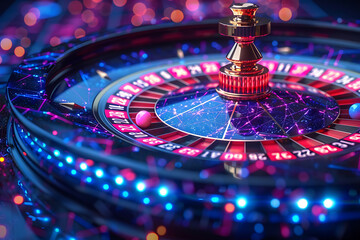 Casino roulette wheel with a ball spinning around, symbolizing the excitement and chance of gambling