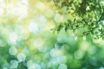 Wall Mural - Beautiful blurred green nature background with bokeh and copy space for text Generative AI