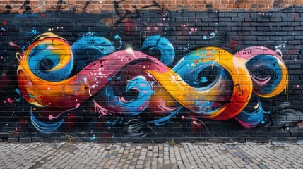 Colorful Graffiti Art on Brick Wall