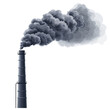 © pingpao - Industrial chimney emitting thick black smoke, symbolizing air pollution, environmental impact, and global warming concerns. Isolated on transparent background.
