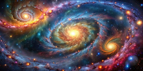 Wall Mural - dynamic galactic swirls of colorful star fields in mesmerizing astrophotography, galaxy, stars, cosm