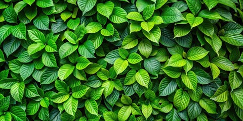 Canvas Print - Lush green leaves and foliage creating a vibrant organic texture , nature, background, abstract, texture, botanical