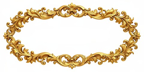 Poster - Gold frame element for elegant and luxurious design , gold, frame, border, decoration, ornate, shiny, metallic, luxury