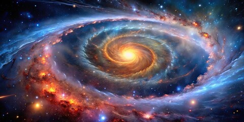 Wall Mural - dynamic galactic swirls and colorful star fields in the vast cosmos, captured through mesmerizing as
