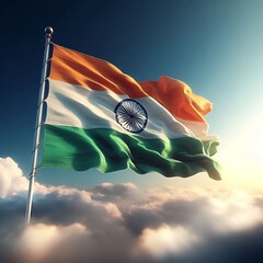 Indian Flag proudly waving. Independence Day concept. Republic Day concept