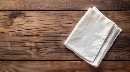 Poster - White paper napkin on wooden table