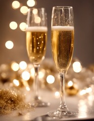 Wall Mural - festive bubbly christmas champagne holiday celebration banner champaign elegant sparkling