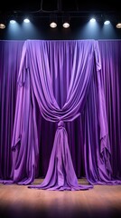 Sticker - purple curtains with a black background