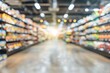 © Rayhanbp - A blurred background of a grocery store interior with shelves filled with products,
