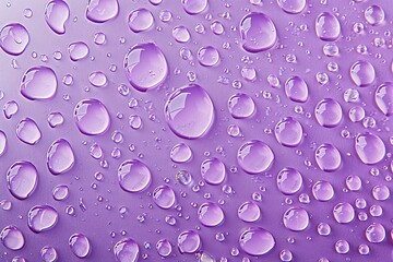 Wall Mural - Water drops on a purple background, abstract water bubbles on a purple background