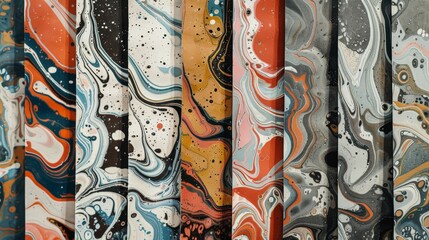 Wall Mural - The unique patterns of marbled paper create stunning visual effects in your crafts.