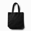 © Basith Ibrahim - Black tote bag mockup on a white background. Generative Ai