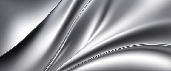 Wall Mural - A sleek and shiny silver abstract metal design with fluid curves, perfect for modern and futuristic backgrounds, emphasizing elegance and luxury