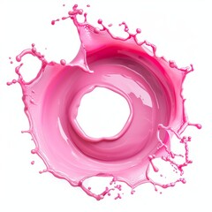 Poster - circular pink splash swirling on white background