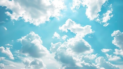 Poster - Abstract Blue Sky with Soft Clouds Focus on Nature and Serenity