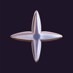 Wall Mural - 3d holographic star with a reflective sheen. chrome metallic design element with a retro futuristic 