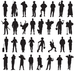 Poster - different people profession occupation silhouette