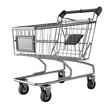 © Nim - A shopping trolley, silver with black handle isolated on Transparent background.